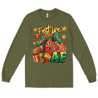 Army Green Festive af Christmas black girl sneakers Long Sleeve Tee - RanaPortraitStore