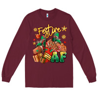 Burgundy Festive af Christmas black girl sneakers Long Sleeve Tee - RanaPortraitStore