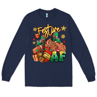 Navy Festive af Christmas black girl sneakers Long Sleeve Tee - RanaPortraitStore