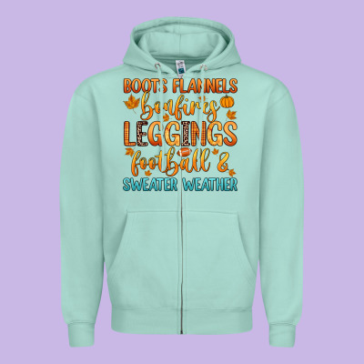 Boots Flannels Bonfires Leggins Football Zipper Hoodie Designed By Zillion Design Studio