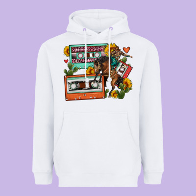 Rodeo Sunflower Cactus Cassette Heavyweight Hoodie Designed By Fadigitalartstudio