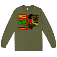 Army Green I am black history Afro American woman Long Sleeve Tee - RanaPortraitStore