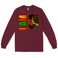 Burgundy I am black history Afro American woman Long Sleeve Tee - RanaPortraitStore