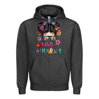 Charcoal Heather hello sixth grade kid Zipper Hoodie - texasbilliewilder