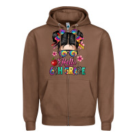 Chestnut hello sixth grade kid Zipper Hoodie - texasbilliewilder