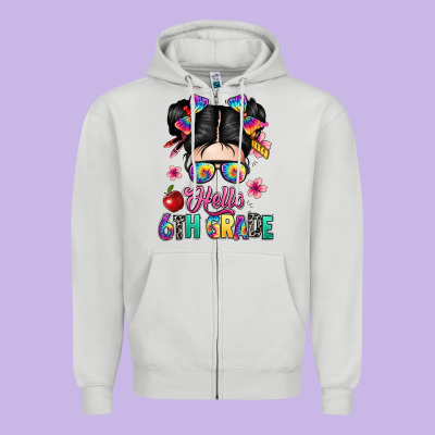 Hello Sixth Grade Kid Zipper Hoodie Designed By Texasbilliewilder