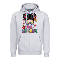 Heather Grey hello sixth grade kid Zipper Hoodie - texasbilliewilder