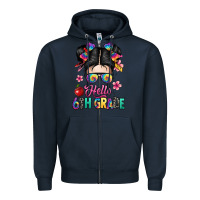 Navy hello sixth grade kid Zipper Hoodie - texasbilliewilder