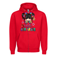 Red hello sixth grade kid Zipper Hoodie - texasbilliewilder