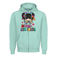 Seafoam hello sixth grade kid Zipper Hoodie - texasbilliewilder