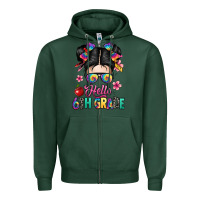 Sports Green hello sixth grade kid Zipper Hoodie - texasbilliewilder