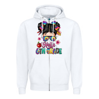 White hello sixth grade kid Zipper Hoodie - texasbilliewilder