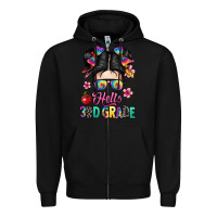 Black hello third grade kid Zipper Hoodie - texasbilliewilder