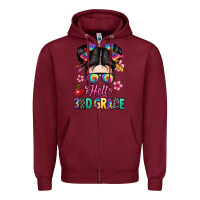 Burgundy hello third grade kid Zipper Hoodie - texasbilliewilder
