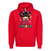 Red hello third grade kid Zipper Hoodie - texasbilliewilder