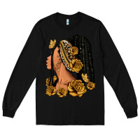 Black Gold roses afro woman Long Sleeve Tee - RanaPortraitStore