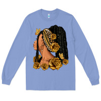 Colony Blue Gold roses afro woman Long Sleeve Tee - RanaPortraitStore