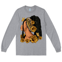 Heather Grey Gold roses afro woman Long Sleeve Tee - RanaPortraitStore