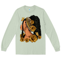 Gold Roses Afro Woman Long Sleeve Tee | Teevron