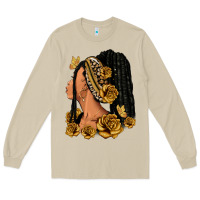 Mushroom Gold roses afro woman Long Sleeve Tee - RanaPortraitStore