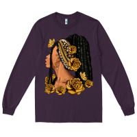 Plum Gold roses afro woman Long Sleeve Tee - RanaPortraitStore