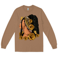 Toasted Coconut Gold roses afro woman Long Sleeve Tee - RanaPortraitStore