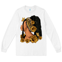 White Gold roses afro woman Long Sleeve Tee - RanaPortraitStore