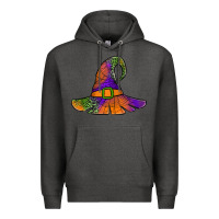 Charcoal Heather Spider Web Witch Hat Premium Hoodie - Jasminsmagicworld