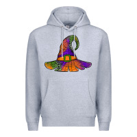 Heather Grey Spider Web Witch Hat Premium Hoodie - Jasminsmagicworld