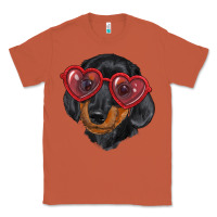 Copper Dachshund with love glasses Classic Tee - RanaPortraitStore