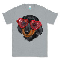 Heather Grey Dachshund with love glasses Classic Tee - RanaPortraitStore
