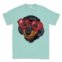Seafoam Dachshund with love glasses Classic Tee - RanaPortraitStore