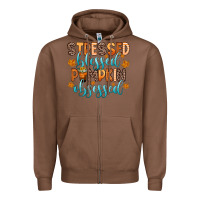 Chestnut stressed blessed pumpkin obsessed Zipper Hoodie - Zillion Design Studio