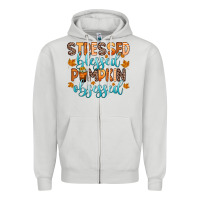 Dove Grey stressed blessed pumpkin obsessed Zipper Hoodie - Zillion Design Studio