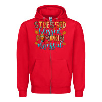 Red stressed blessed pumpkin obsessed Zipper Hoodie - Zillion Design Studio