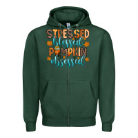 Sports Green stressed blessed pumpkin obsessed Zipper Hoodie - Zillion Design Studio