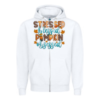 White stressed blessed pumpkin obsessed Zipper Hoodie - Zillion Design Studio