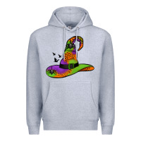 Heather Grey Witch Hat With Spiders Premium Hoodie - Jasminsmagicworld