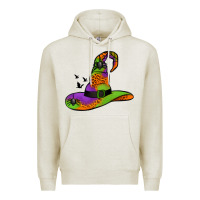 Oatmeal Heather Witch Hat With Spiders Premium Hoodie - Jasminsmagicworld