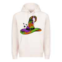 Pale Pink Witch Hat With Spiders Premium Hoodie - Jasminsmagicworld