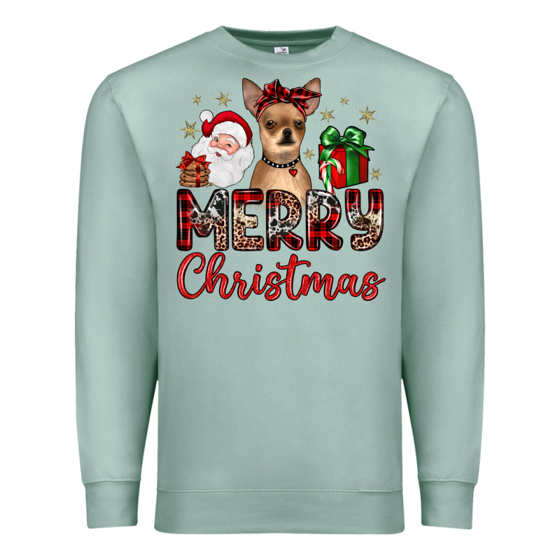 Merry Christmas Chihuahua Premium Sweatshirt by JahusDesignShop | Teevron