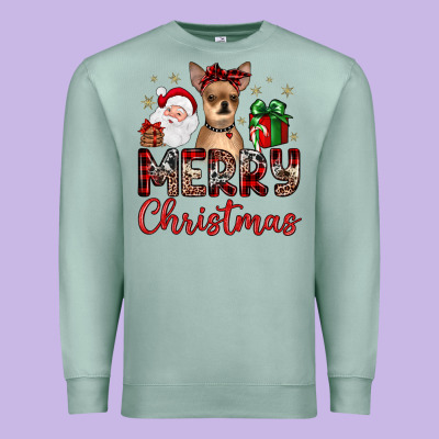 Merry Christmas Chihuahua Premium Sweatshirt Designed By Jahusdesignshop