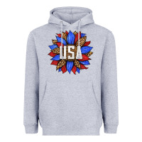 Heather Grey american sunflower Heavyweight Hoodie - HRA Design Shop