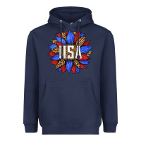 Navy american sunflower Heavyweight Hoodie - HRA Design Shop