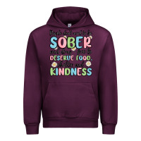 Mauve Wine people dont need to be sober and drugfree to deserve food Urban Hoodie - MaliasSmallBusiness
