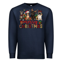 Navy merry christmas chihuahua pitbull pug dachshund Premium Sweatshirt - JahusDesignShop