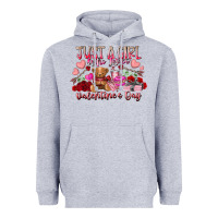 Heather Grey just  girl who loves valentines day Heavyweight Hoodie - RacoonDesign