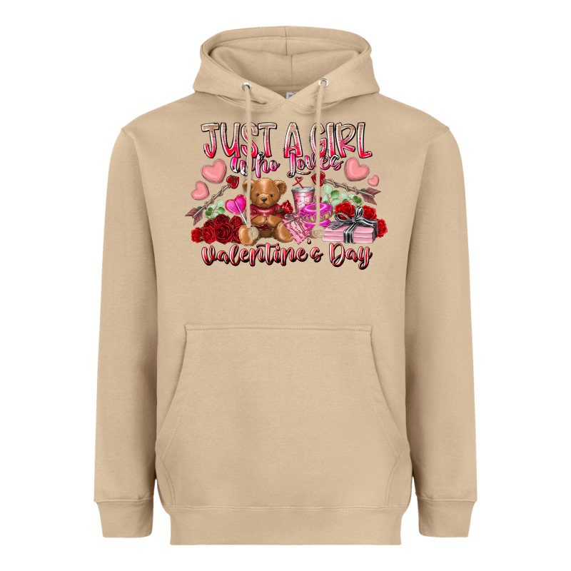 Just  Girl Who Loves Valentines Day Heavyweight Hoodie by RacoonDesign | Teevron