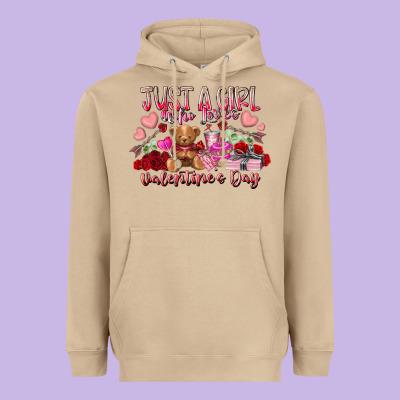 Just  Girl Who Loves Valentines Day Heavyweight Hoodie Designed By Racoondesign