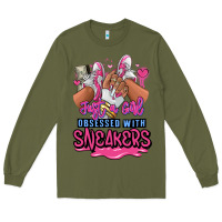 Army Green Just a girl obsessed with sneakers Long Sleeve Tee - RanaPortraitStore